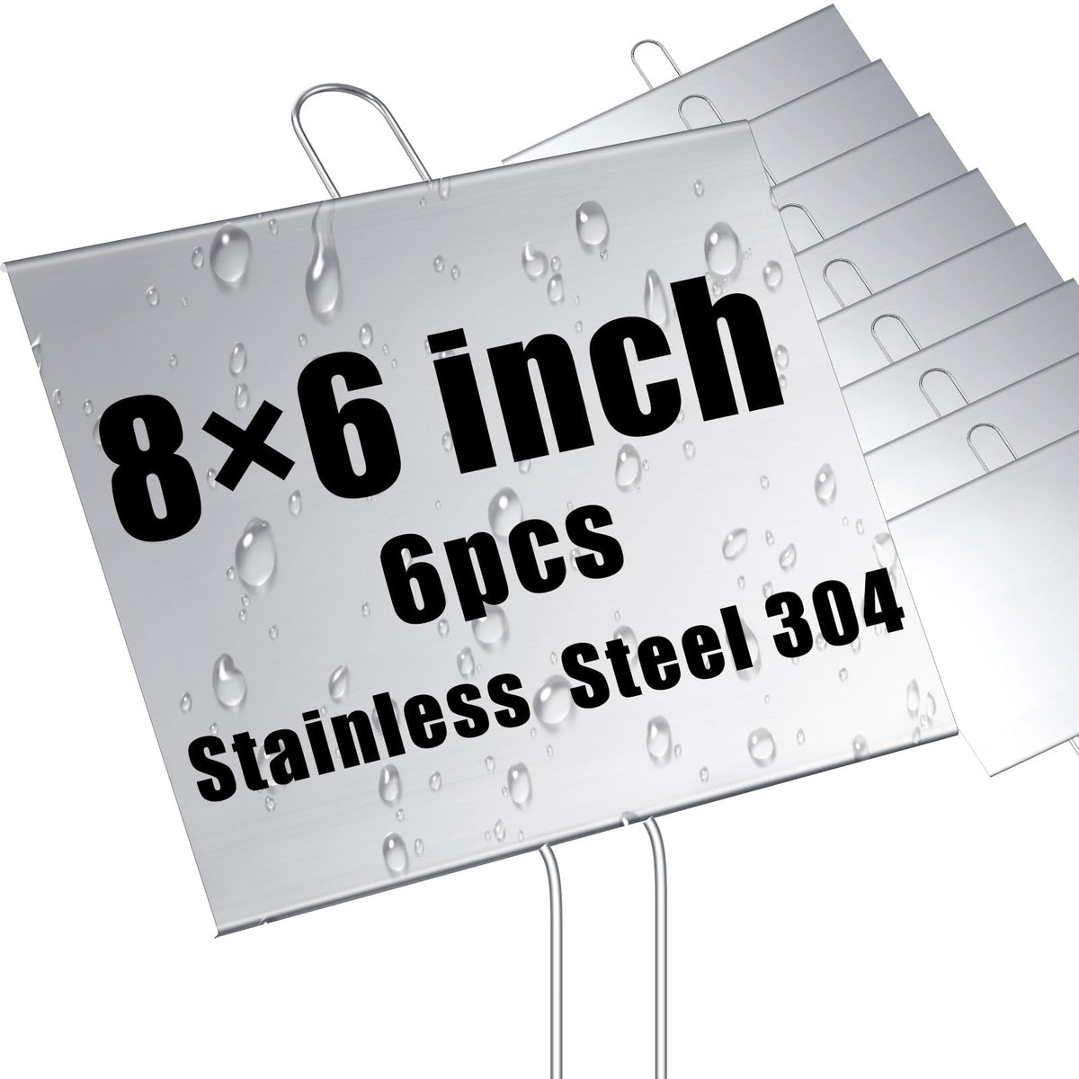 Landhoow 12 Pcs Large Plant Marker, 6'' X 8'' with 13'' Stake, Silver