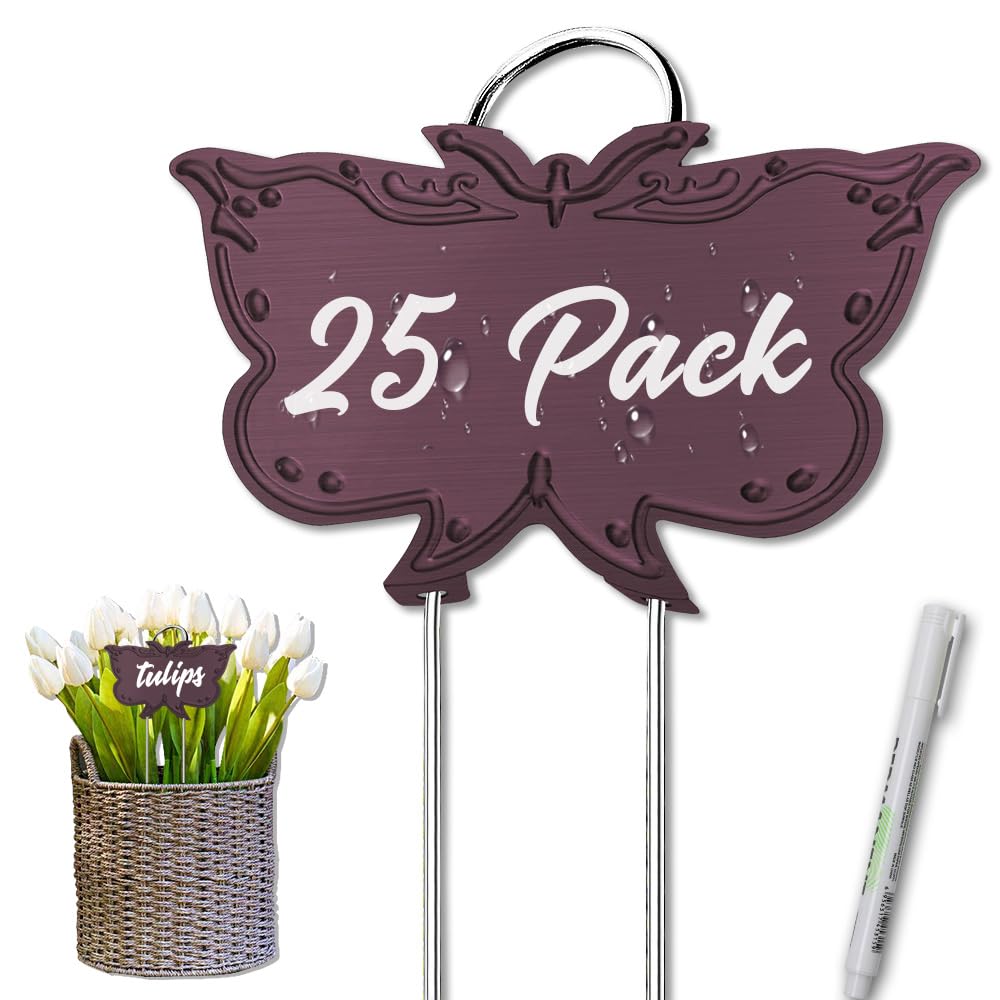Metal Plant Labels, Waterproof Garden Signs 25 Pack Gold Plant Tags
