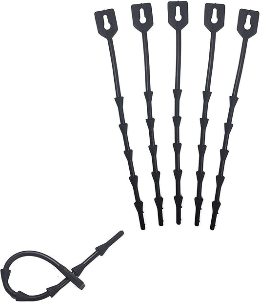 One Stop Outdoor Lock Link - (50 Pack) 6.7" Inch (28 Ft Total) - Soft Flexible Rubber Locking Plant Wire Twine Ties - Reusable Plant Support Twist Tie Straps (50 Pack)