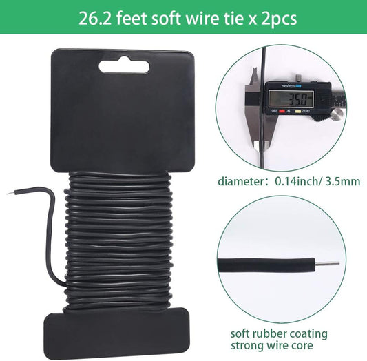 Shintop 3.5mm Garden Ties, Reusable Plant Twist Tie Black Heavy Duty Soft Plant Wire for Gardening, Home, Office (52.5 Feet)