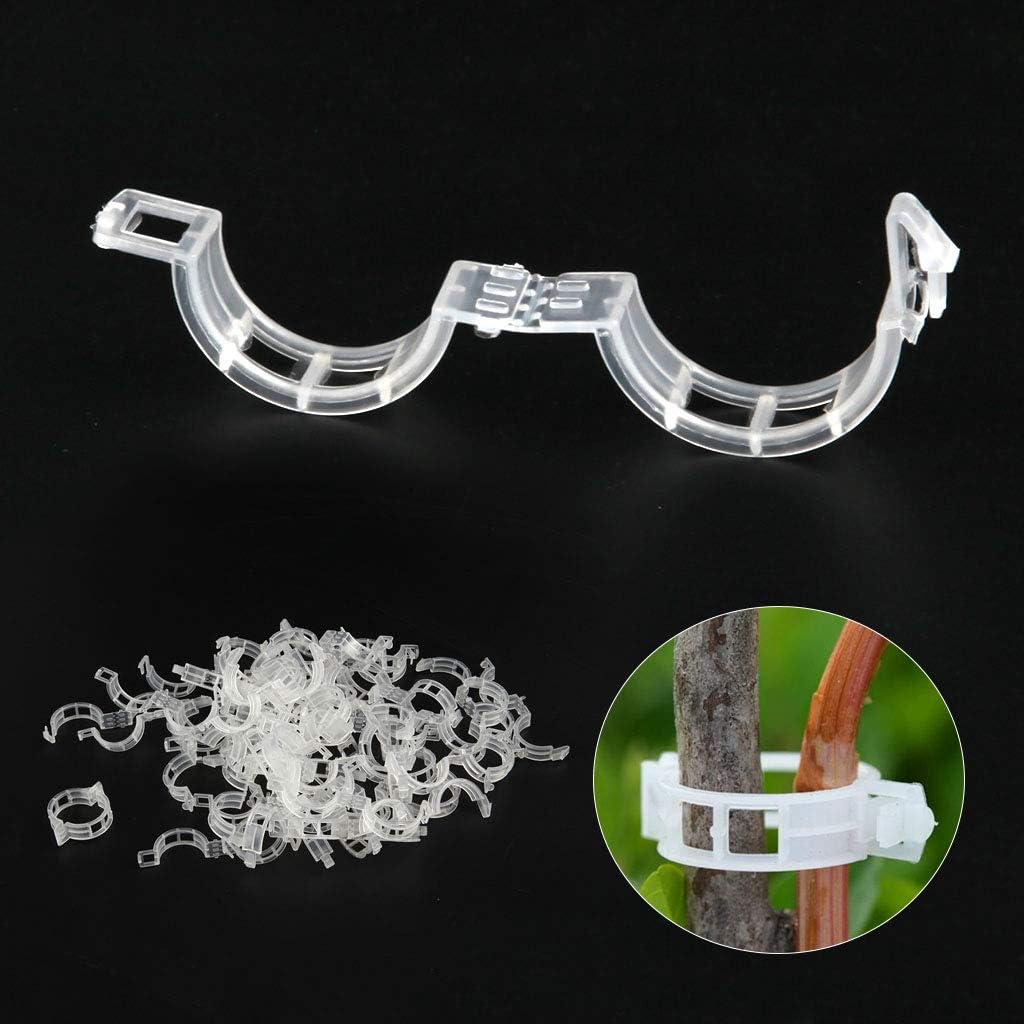 Spencer 200 Pcs Plant Support Clips - 100 Pcs Tomato Vine Clips (1.18” Inner Diameter) and 100 Pcs Plant Bender (1.57” in Length) for Garden Plants Fruits Vegetables