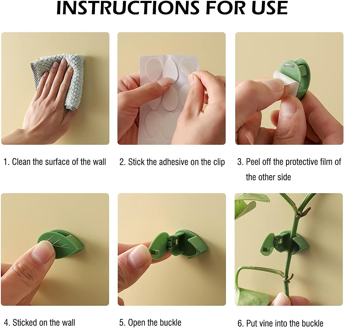 100 Pcs Plant Climbing Wall Fixture Clips, Self-Adhesive Hook for Vines