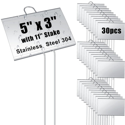 Landhoow 12 Pcs Large Plant Marker, 6'' X 8'' with 13'' Stake, Silver