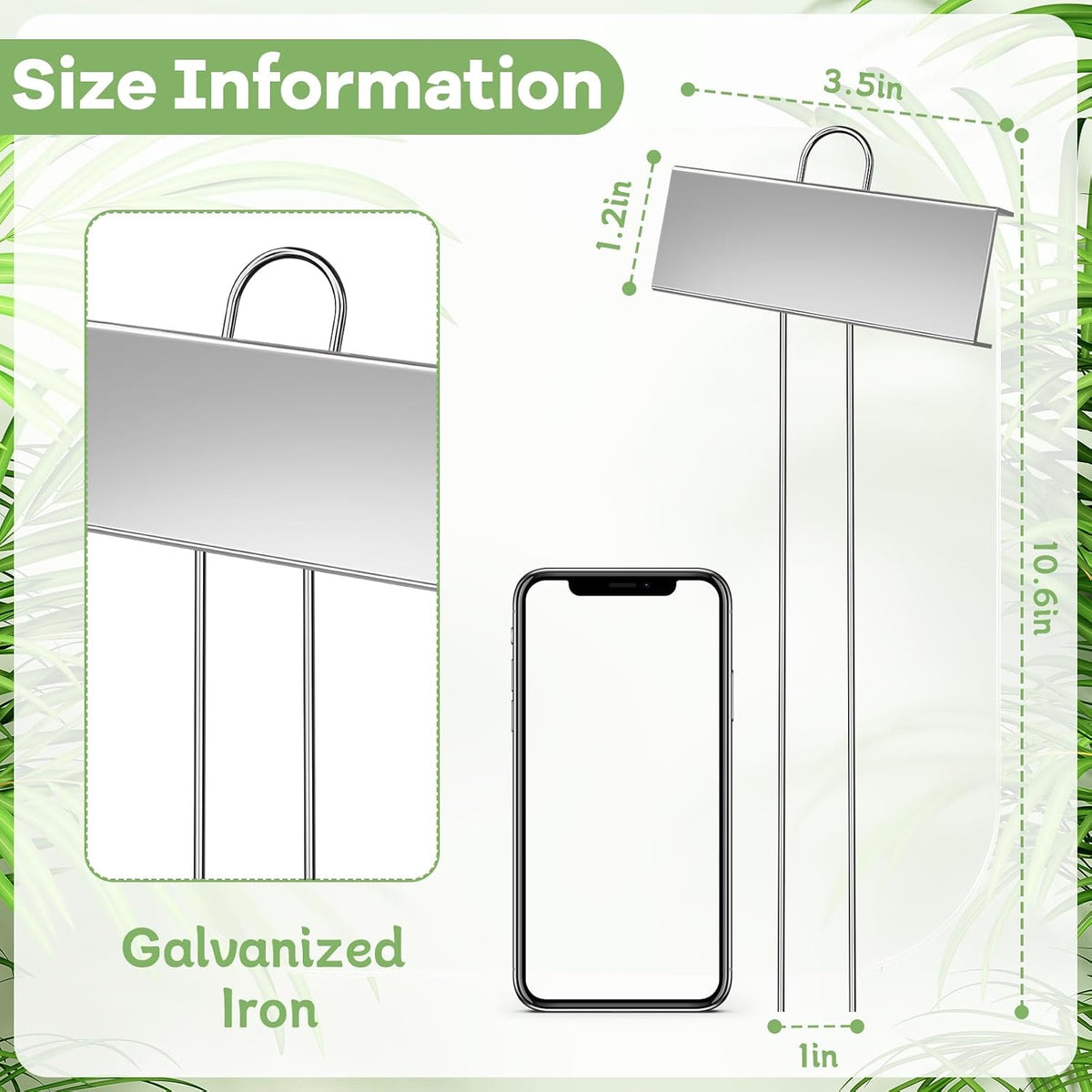 WSICSE 50-Pack Metal Plant Labels, 10.6 in Garden Markers with Pen, Silver