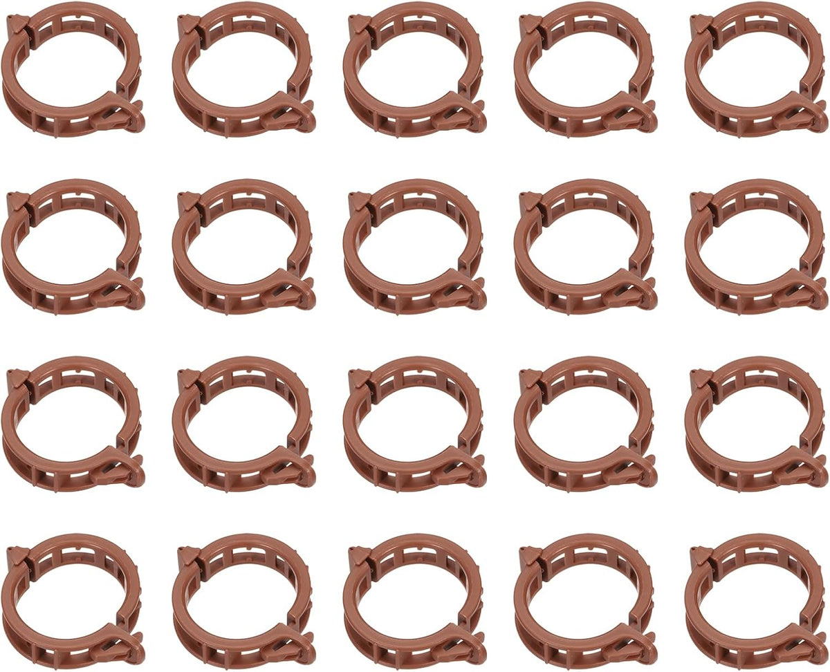 MECCANIXITY 150 Pcs Garden Plant Clips Fixing Clips Brown 30mm Adjusting Plant Lever Loop Clips for Supporting Flower Vine Vegetables Climbing Plant Plant Stems