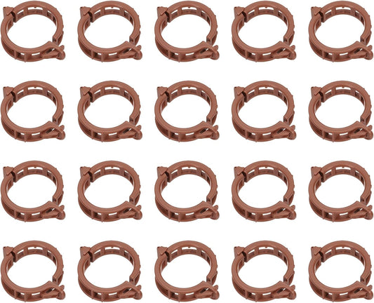 MECCANIXITY 150 Pcs Garden Plant Clips Fixing Clips Brown 30mm Adjusting Plant Lever Loop Clips for Supporting Flower Vine Vegetables Climbing Plant Plant Stems