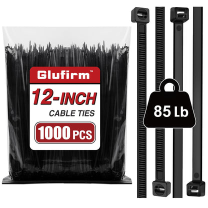 Green Zip Ties 8 inch (1000 Pack), 45lb Tensile Strength, Cable Ties for Indoor and Outdoor Use, UV and Cold Resistant Wire Ties for Home, Garden, Fencing, Glufirm