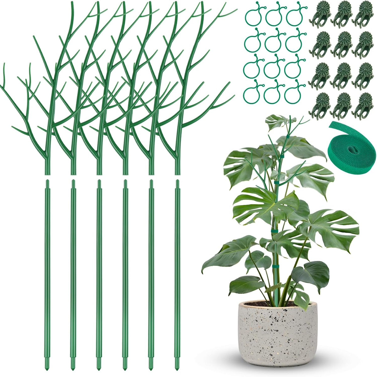 NiHome 28" Plant Support Stakes Set of 6 for Indoor & Outdoor Garden
