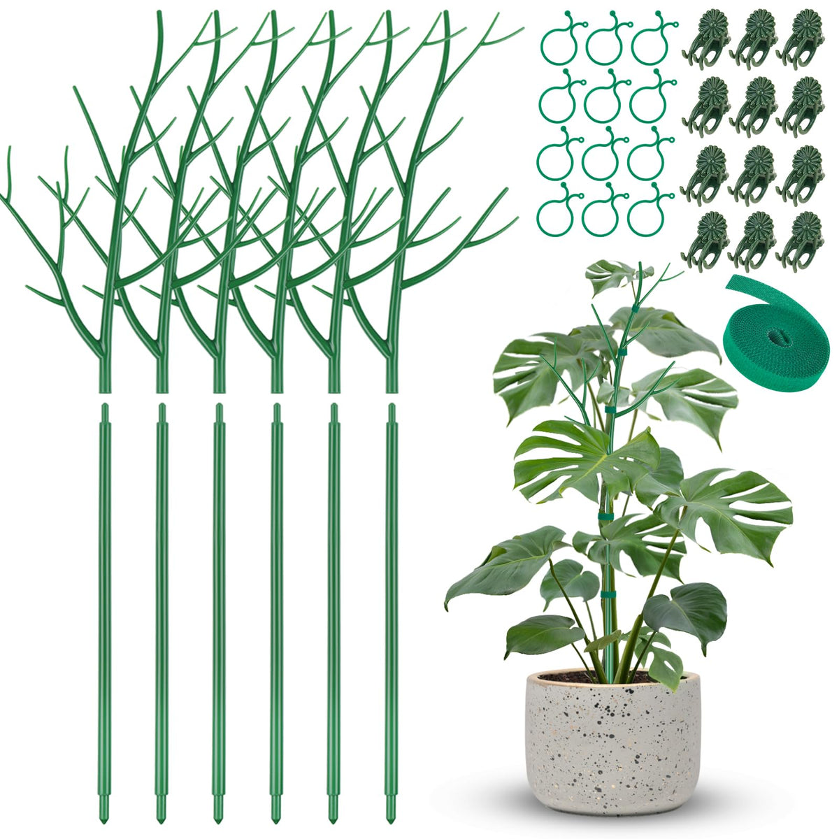 NiHome 39.5" Comprehensive Plant Support Stake Set of 6 - Durable