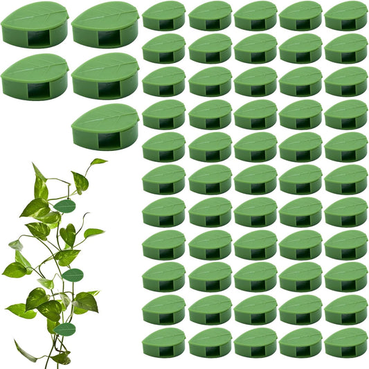 Plant Wall Clips for Climbing Vines Green Garden Stem Holder with Adhesive Climbing Wall Fixture Clips for Indoor Wall Decor, Office, Home (60 Packs)