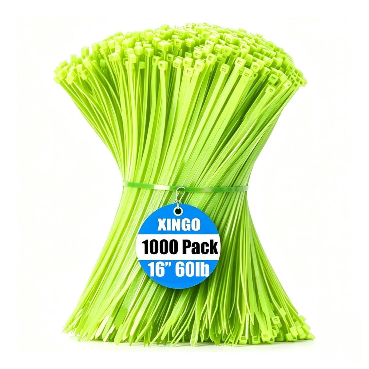 XINGO 1000 PCS Garden Green Zip Ties 8 Inch, 60 LBS Tensile Strength, Self-Locking Nylon Plastic Nylon PA66 Wire Ties for Indoor and Outdoor Use
