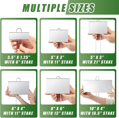 Landhoow 12 Pcs Large Plant Marker, 6'' X 8'' with 13'' Stake, Silver