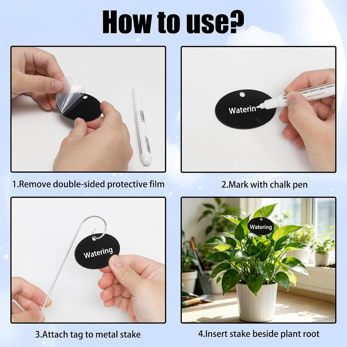 25Pcs Plant Labels, Black Acrylic Plant Labels with Metal Stakes