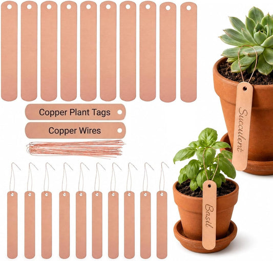 Cabilock 30 Pack Copper Plant Labels, Reusable Hanging Garden Tags for Pots