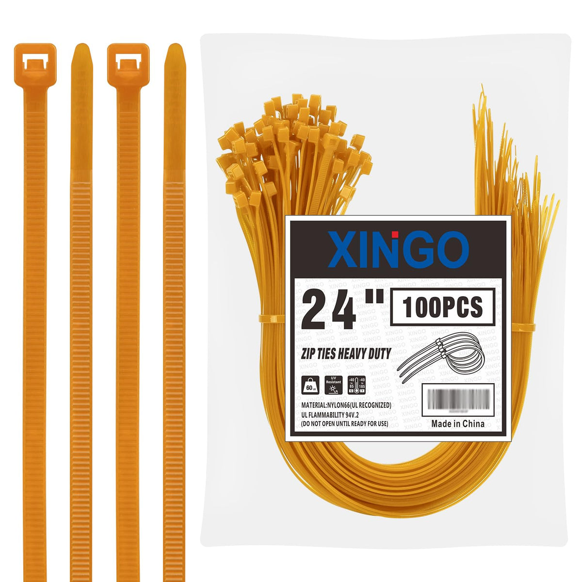 XINGO 18 inch Garden Green Zip Ties Heavy Duty (100 Pack), 60lb Tensile Strength, UV Resistant Cable Ties for indoor and outdoor use