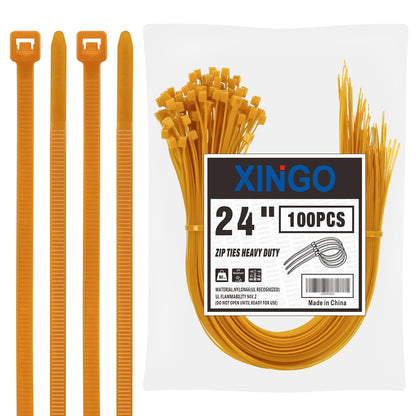 XINGO 18 inch Garden Green Zip Ties Heavy Duty (100 Pack), 60lb Tensile Strength, UV Resistant Cable Ties for indoor and outdoor use