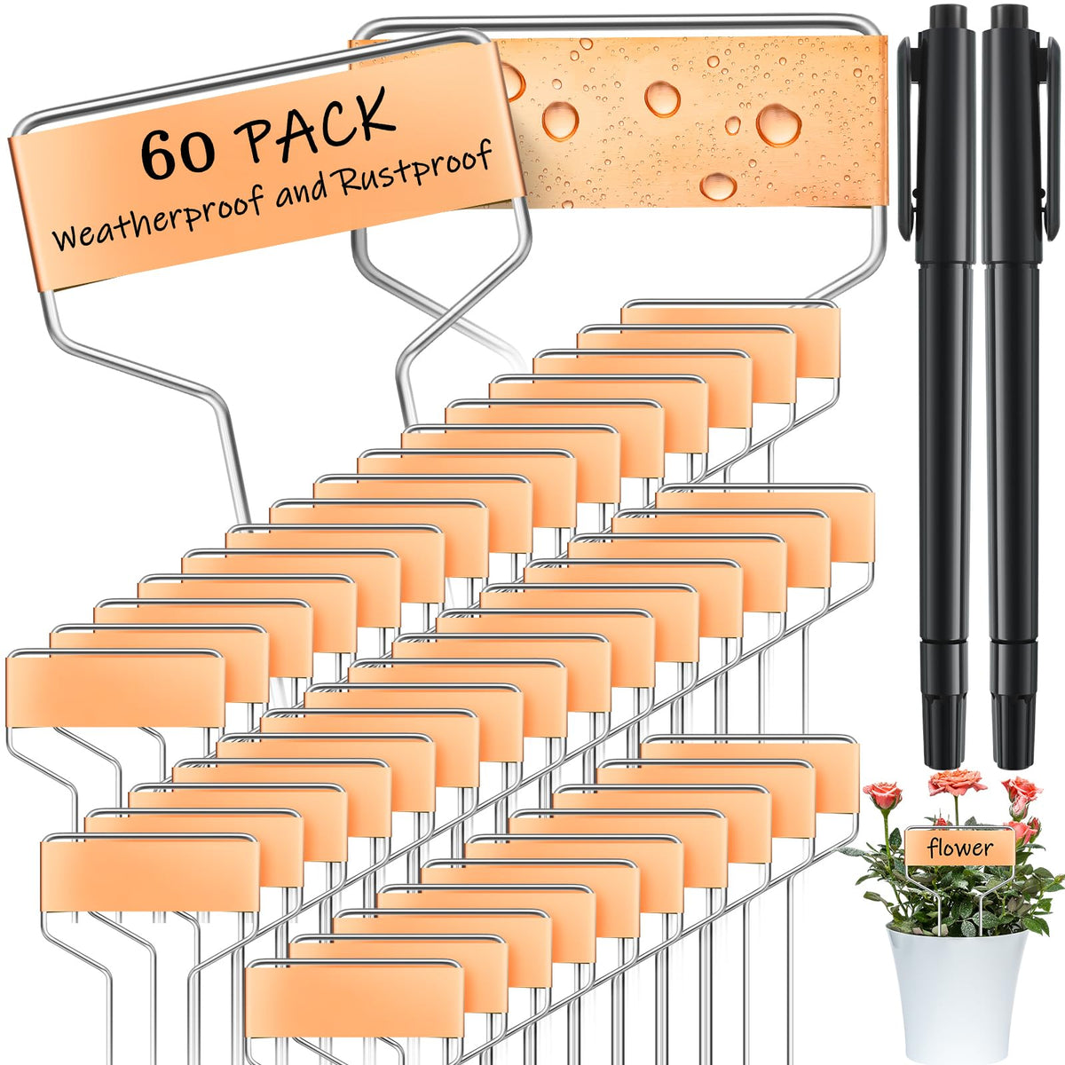 Moxweyeni 60 Pcs Metal Garden Tags Plant Labels,Copper,6 Inch