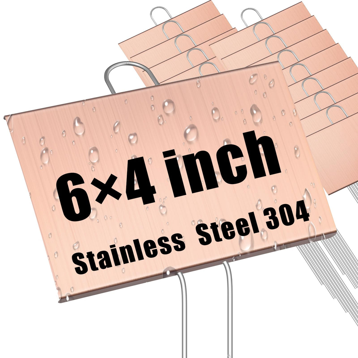 Landhoow 12 Pcs Large Plant Marker, 6'' X 8'' with 13'' Stake, Silver