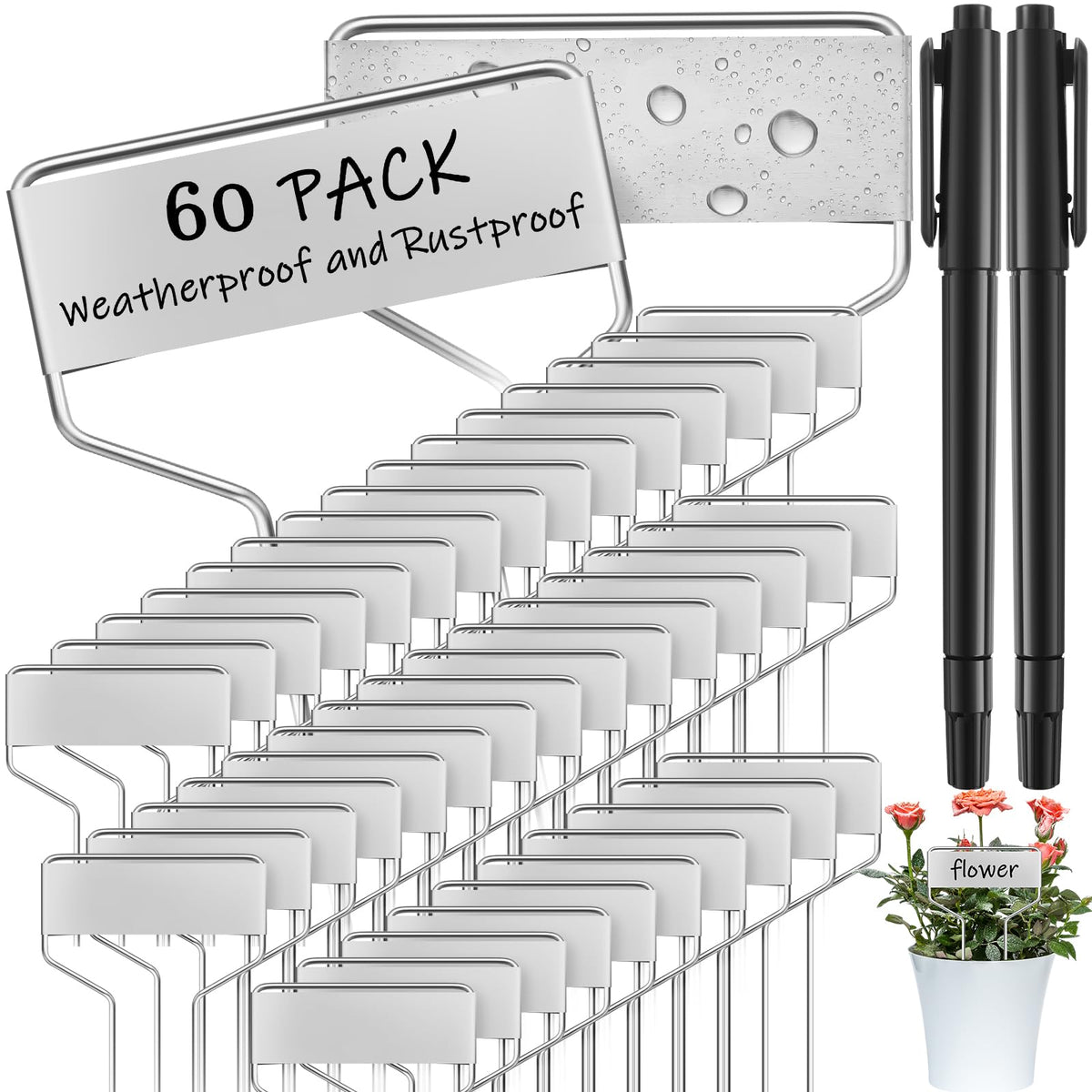 Moxweyeni 60 Pcs Metal Garden Tags Plant Labels,Copper,4 Inch