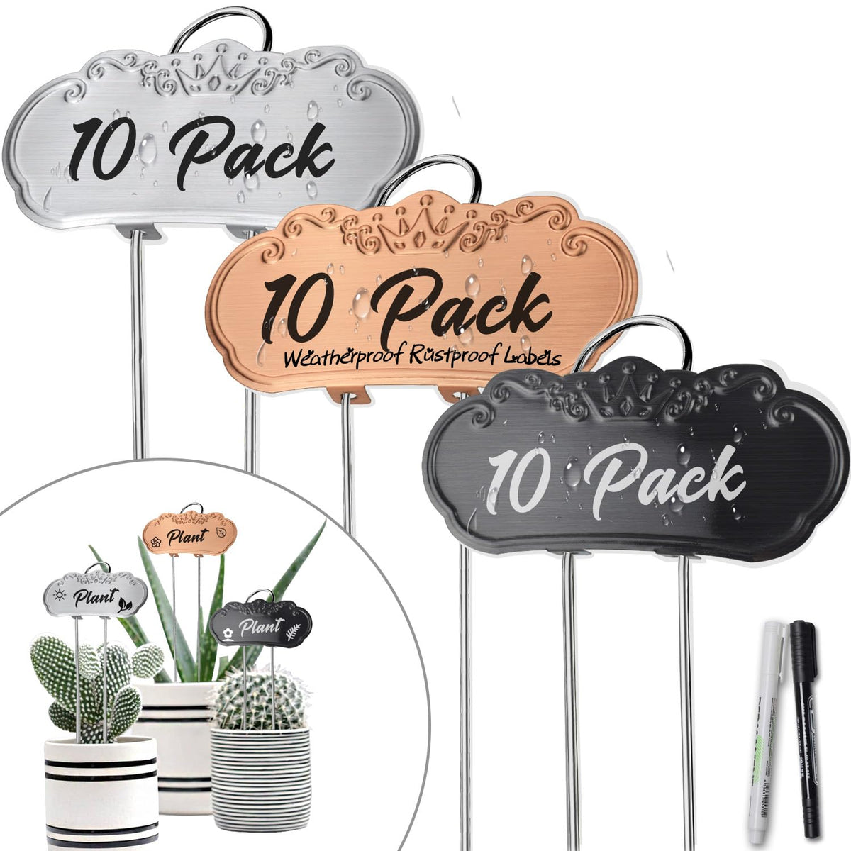 Metal Plant Labels, Waterproof Garden Signs 25 Pack Gold Plant Tags