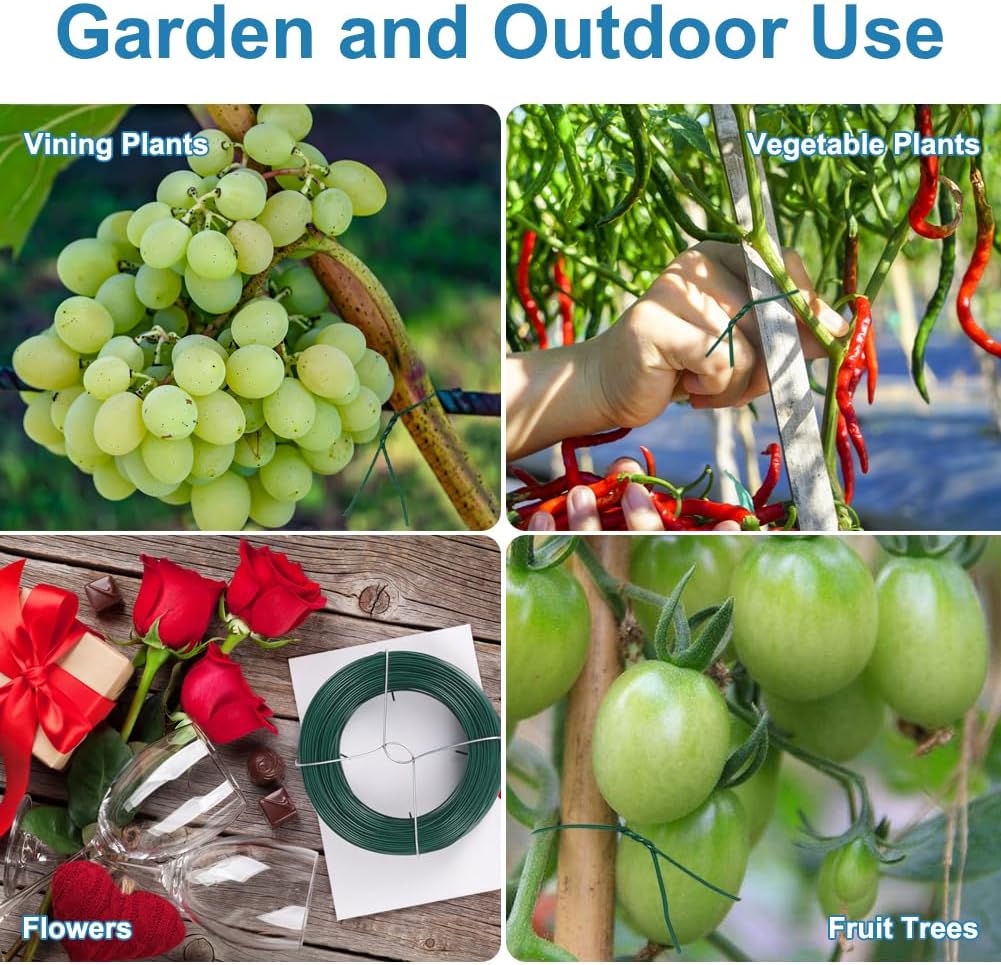 Shintop 328Ft Garden Wire, Green Plant Twist Ties for Climbing Plants