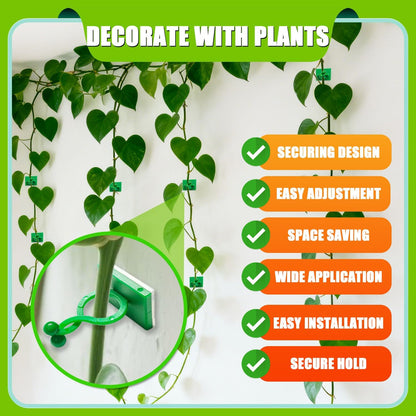 100Pcs Wall Plant Climbing Fixer Clips for Wall Vines Traction Fixing,Green
