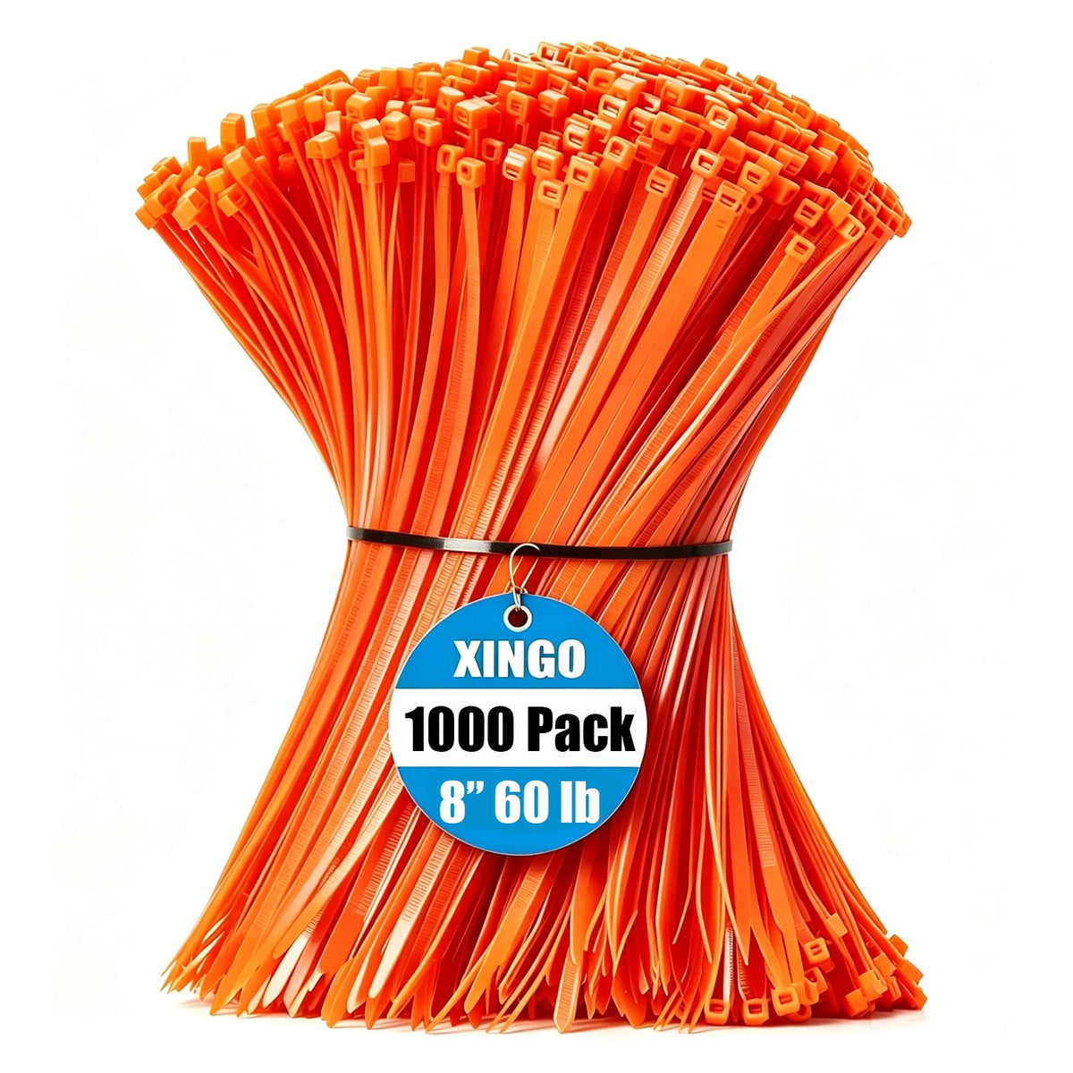 XINGO 1000 PCS Garden Green Zip Ties 8 Inch, 60 LBS Tensile Strength, Self-Locking Nylon Plastic Nylon PA66 Wire Ties for Indoor and Outdoor Use