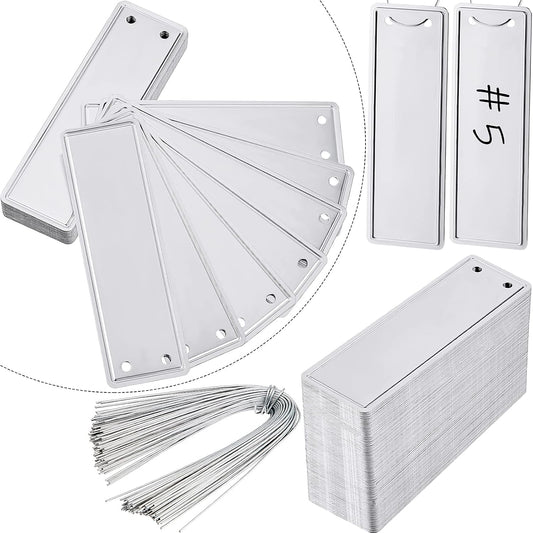 Ripeng 200 Pieces Aluminum Metal Plant Labels Tree Tags Writable, Silver