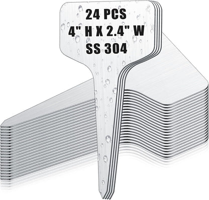 Hicarer 24 Pcs Metal Plant Labels, Stainless Steel 4" x 2.4" Garden Markers