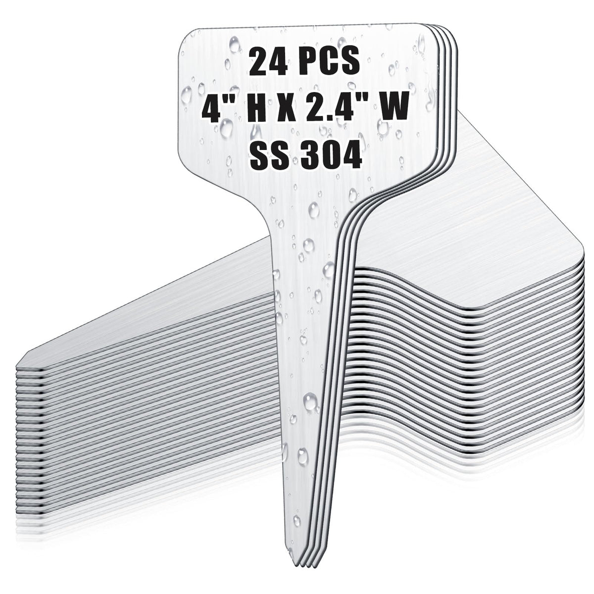 Hicarer 24 Pcs Metal Plant Labels, Stainless Steel 4" x 2.4" Garden Markers