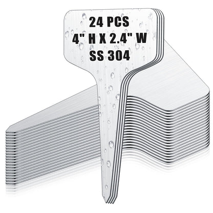 Hicarer 24 Pcs Metal Plant Labels, Stainless Steel 4" x 2.4" Garden Markers