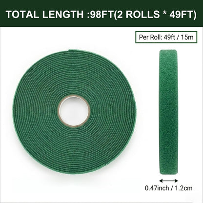 Plant Tape – Reusable Hook and Loop Plant Ties for Climbing Plants, Adjustable Garden Tape for Tomatoes, Vines & Indoor Plants | Nylon, 0.47 in Wide | 2 Rolls, 98ft