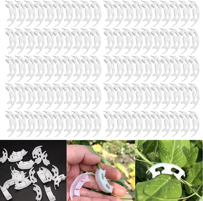 Spencer 200 Pcs Plant Support Clips - 100 Pcs Tomato Vine Clips (1.18” Inner Diameter) and 100 Pcs Plant Bender (1.57” in Length) for Garden Plants Fruits Vegetables