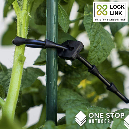 One Stop Outdoor Lock Link - (50 Pack) 6.7" Inch (28 Ft Total) - Soft Flexible Rubber Locking Plant Wire Twine Ties - Reusable Plant Support Twist Tie Straps (50 Pack)
