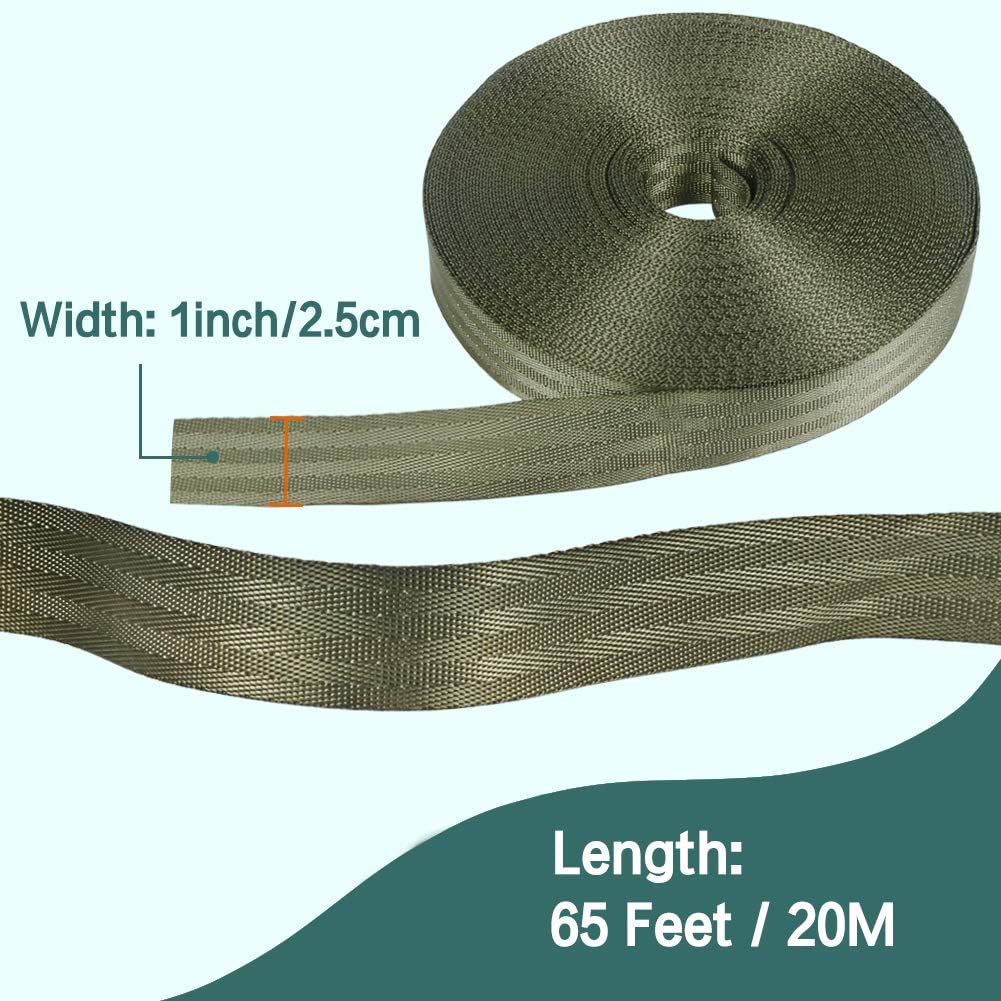 Tenn Well 65 Feet x 1 inch Green Nylon Tree Strap for Staking Support