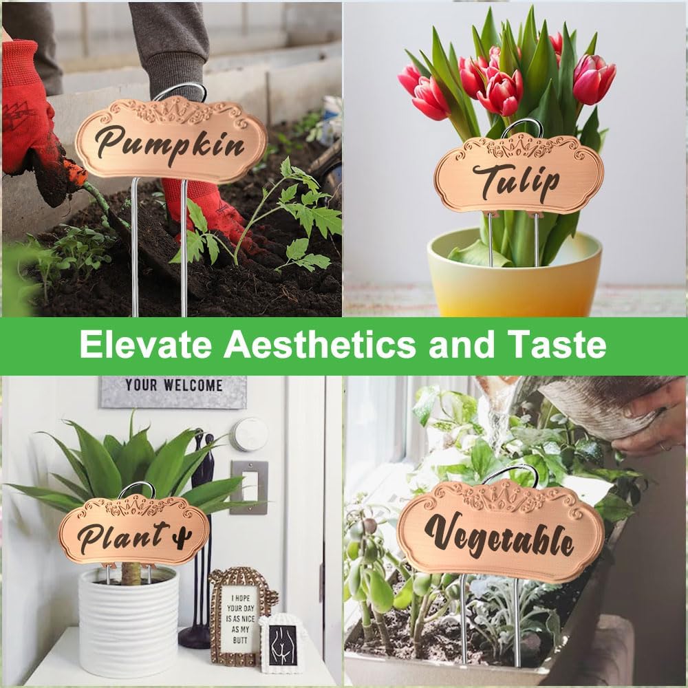 Metal Plant Labels, Waterproof Garden Signs 25 Pack Gold Plant Tags