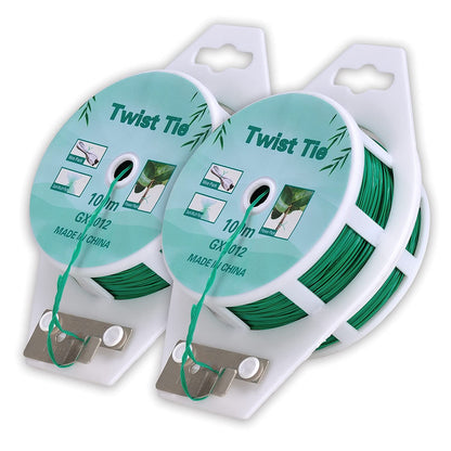 (2 Reels) Garden Wire, Twist Ties Heavy Duty with Cutter 328 Ft Multi-Function Black Coated Tape to Support Plant Tie Up Bags for Home Office Black(328 Feet / 100 m)