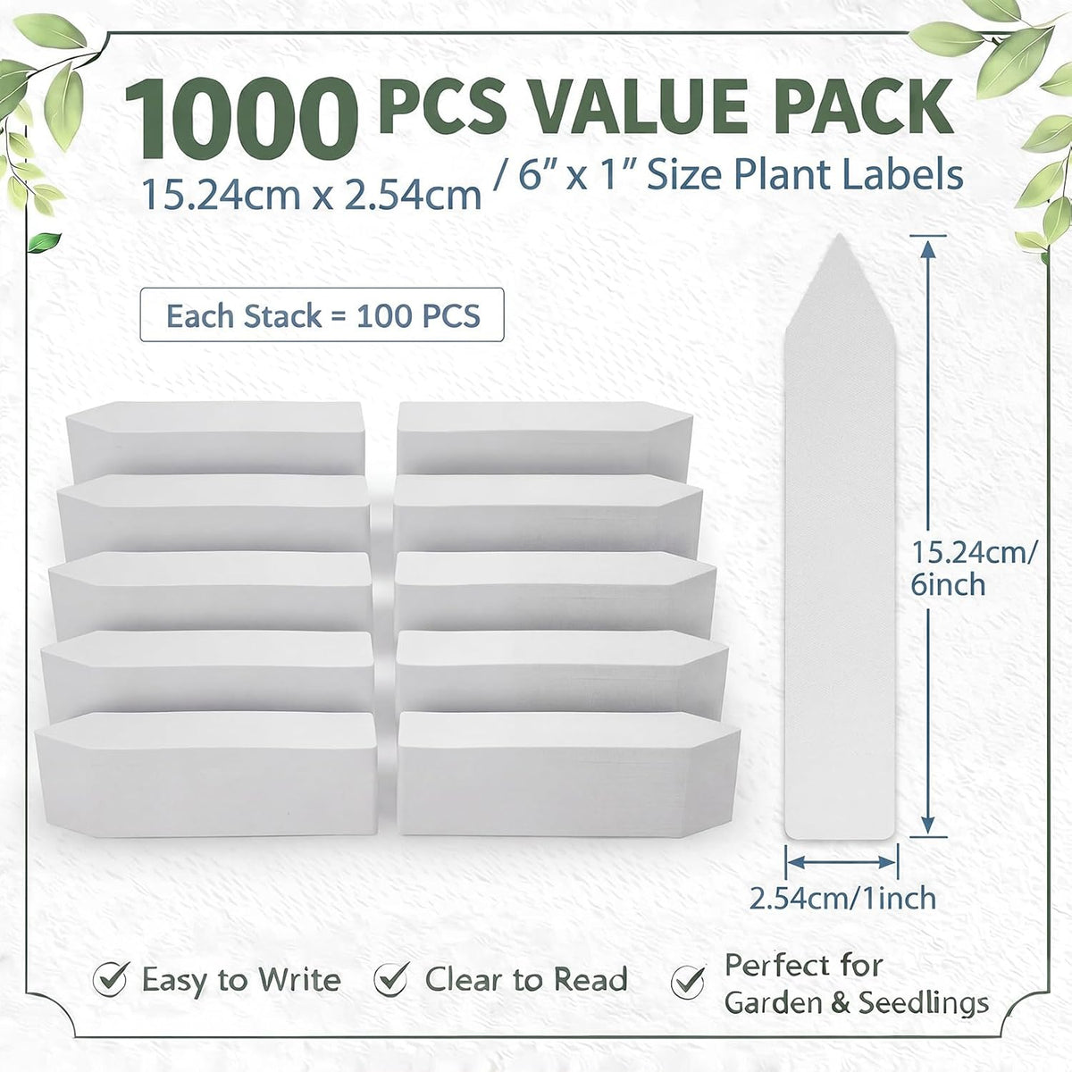1000 Pcs 6 Inch Plant Tags, Plastic Plant Label Tag, White
