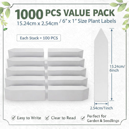 1000 Pcs 6 Inch Plant Tags, Plastic Plant Label Tag, White