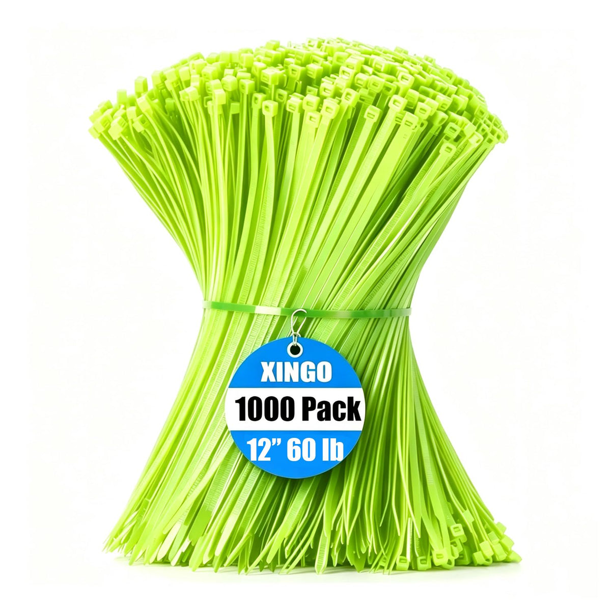 XINGO 1000 PCS Garden Green Zip Ties 8 Inch, 60 LBS Tensile Strength, Self-Locking Nylon Plastic Nylon PA66 Wire Ties for Indoor and Outdoor Use