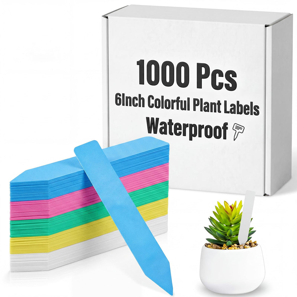 1000 Pcs 6 Inch Plant Tags, Plastic Plant Label Tag, White
