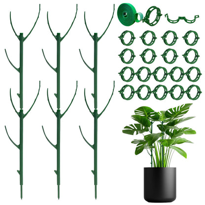 10 Plant Support Stakes for Indoor Plants with Clips & Plant Tie