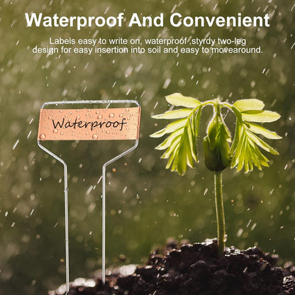 Shimeya 100 Pack Metal Plant Labels, Waterproof Garden Markers with 2 Pens