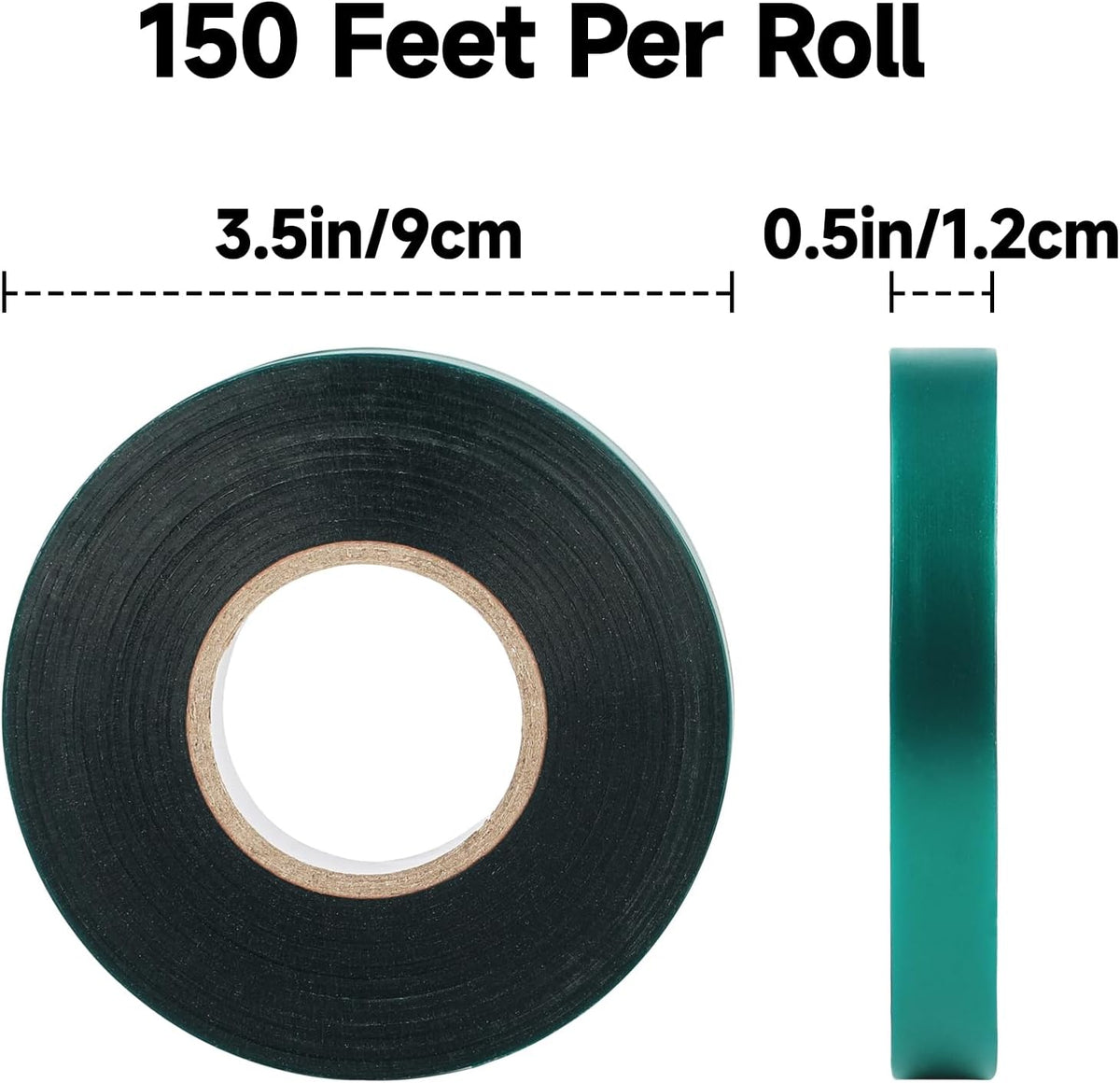 KINGLAKE GARDEN Stretch Tie Tape Roll 4 Rolls Total 600 Feet 1/2" Green