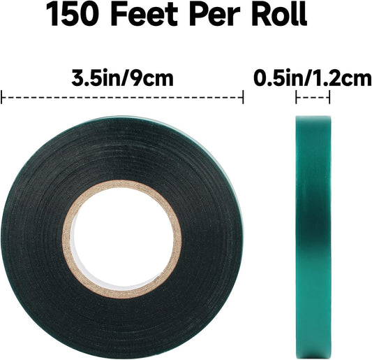 KINGLAKE GARDEN Stretch Tie Tape Roll 4 Rolls Total 600 Feet 1/2" Green