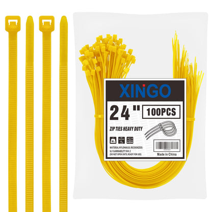 XINGO 18 inch Garden Green Zip Ties Heavy Duty (100 Pack), 60lb Tensile Strength, UV Resistant Cable Ties for indoor and outdoor use