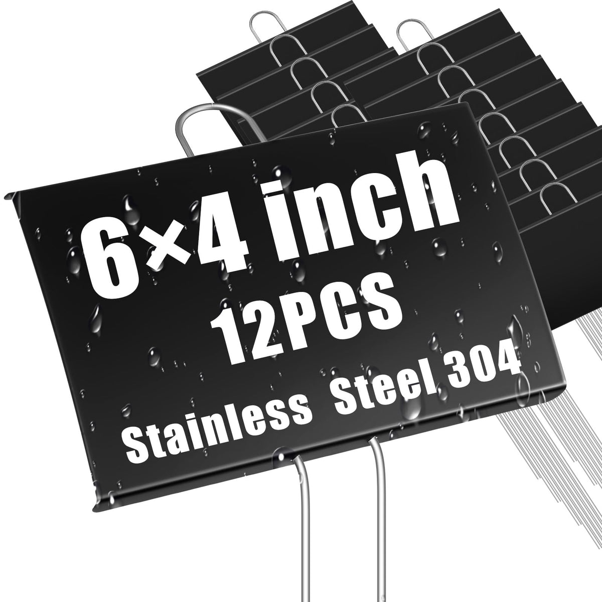 Landhoow 12 Pcs Large Plant Marker, 6'' X 8'' with 13'' Stake, Silver