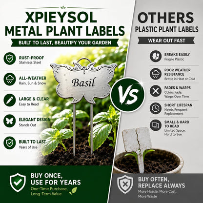 Metal Plant Labels for Outdoor Garden Waterproof 11-Inch 30 Pack