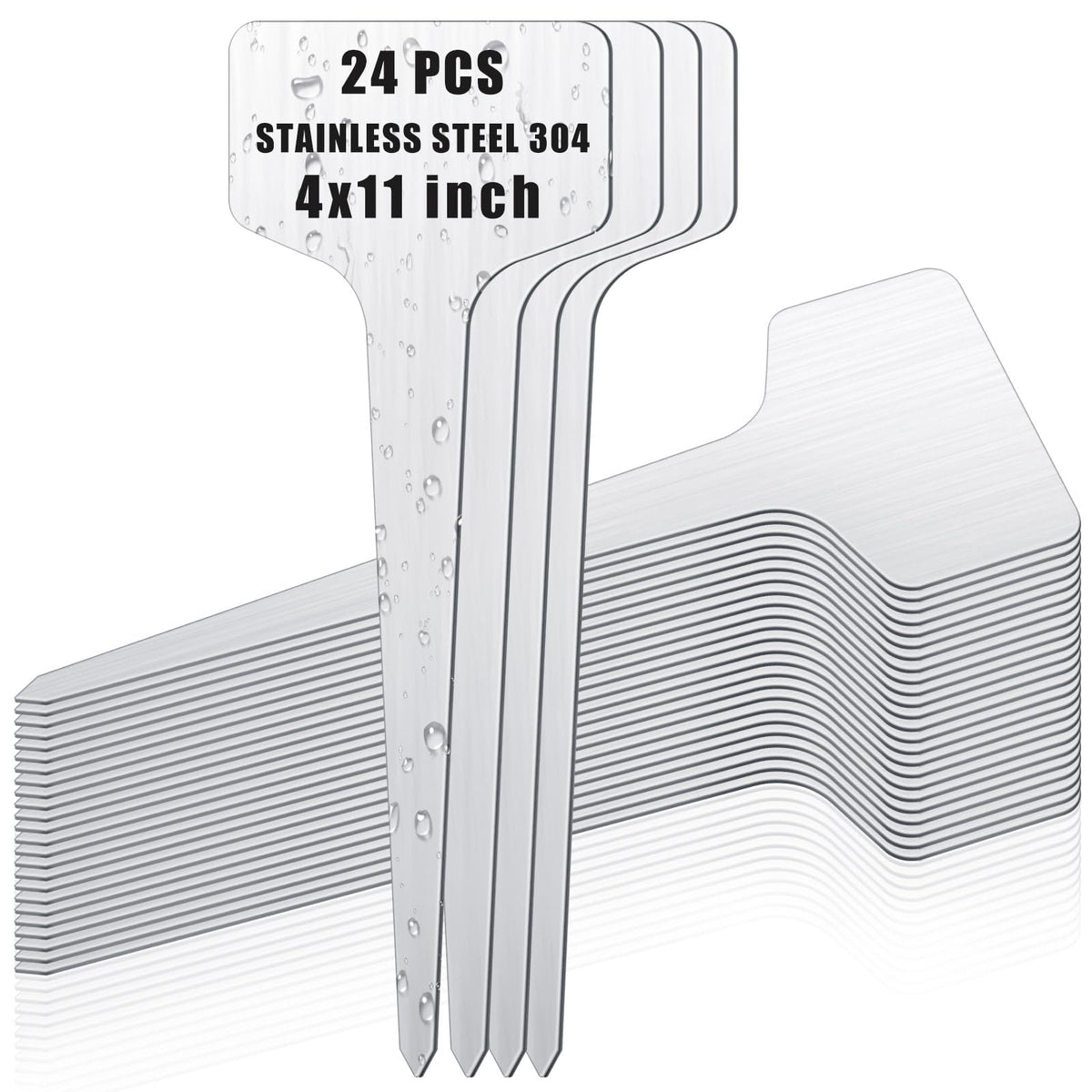Hicarer 24 Pcs Metal Plant Labels, Stainless Steel 4" x 2.4" Garden Markers