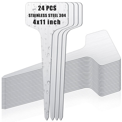 Hicarer 24 Pcs Metal Plant Labels, Stainless Steel 4" x 2.4" Garden Markers